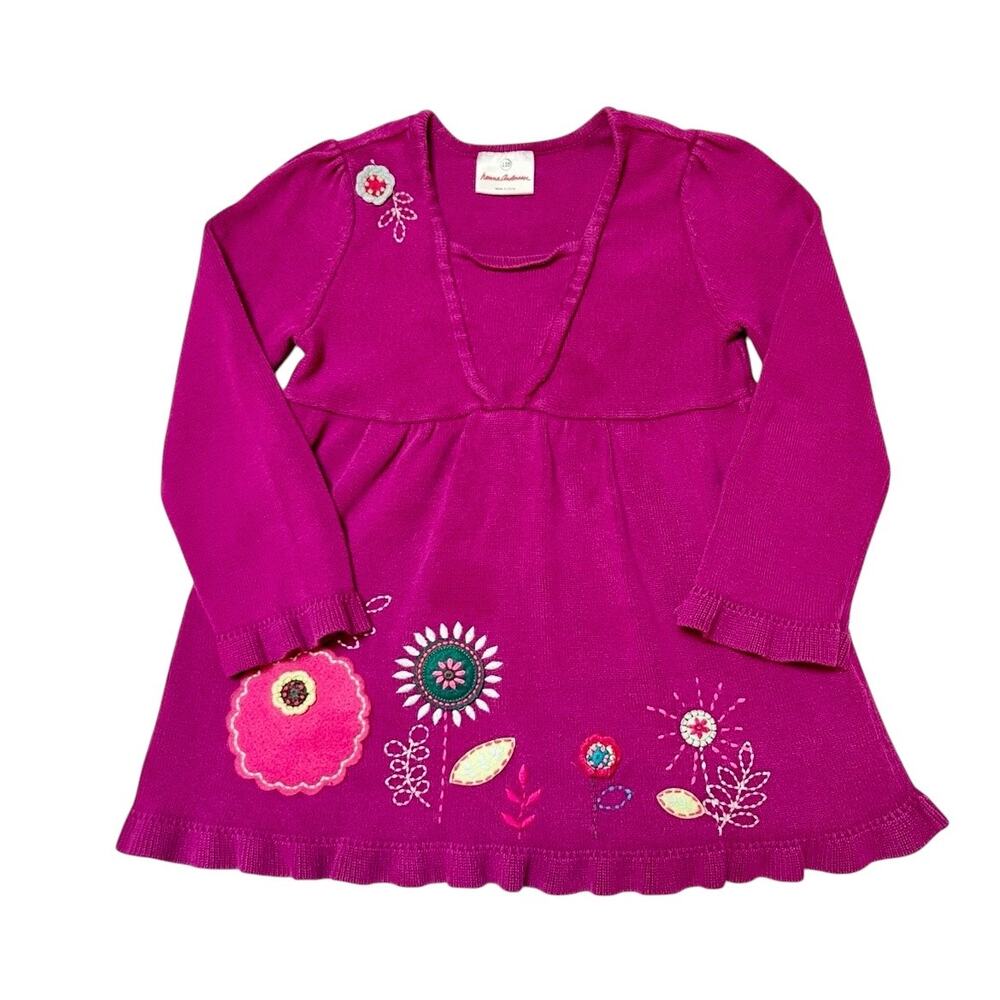 Hanna Andersson Knit Floral Sweater Dress Size 5